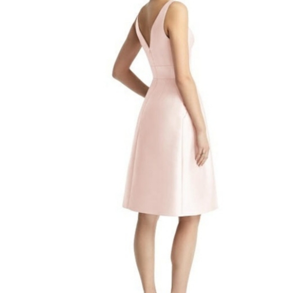 Alfred Sung Satin Midi Dress D768 - Picture 3 of 9